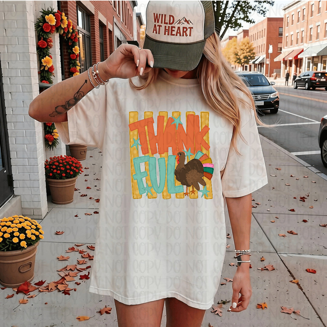 Thankful orange and blue font (Crafti) DTF Transfer
