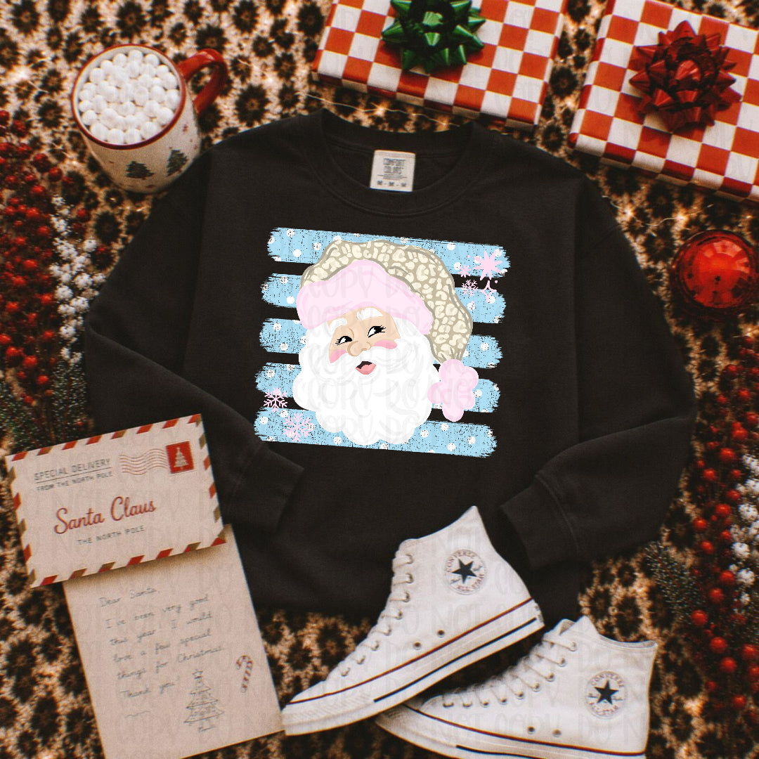 Santa leopard hat blue stripes (Crafti) DTF Transfer
