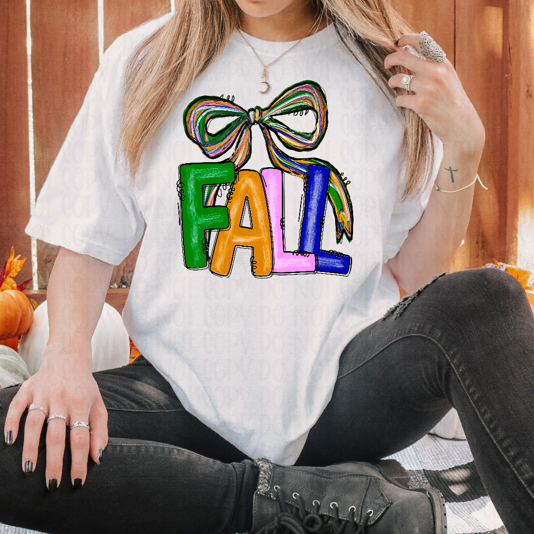 Fall colorful brushstroke bow (Texas Gal) DTF transfer