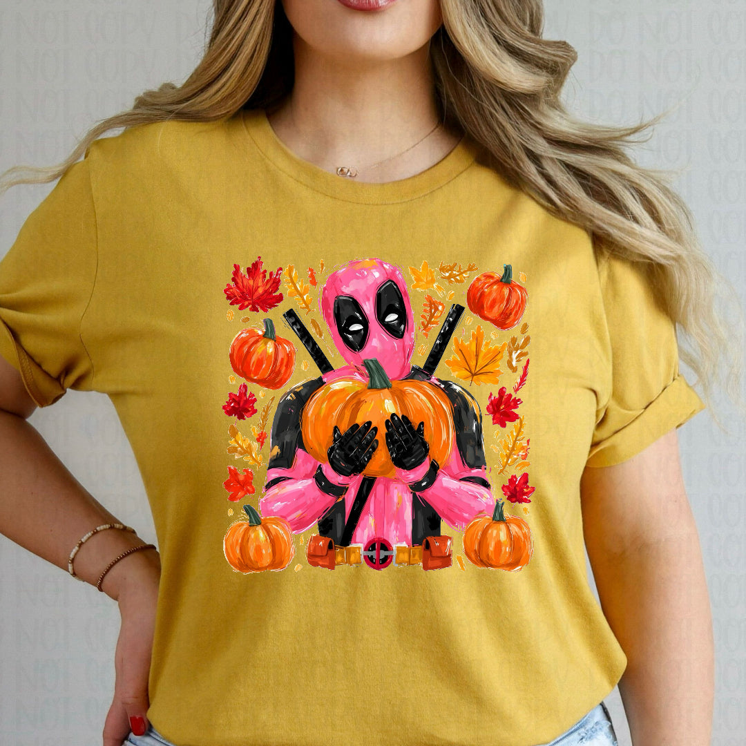 Pink dead P pumpkin and leaves (SSD) DTF