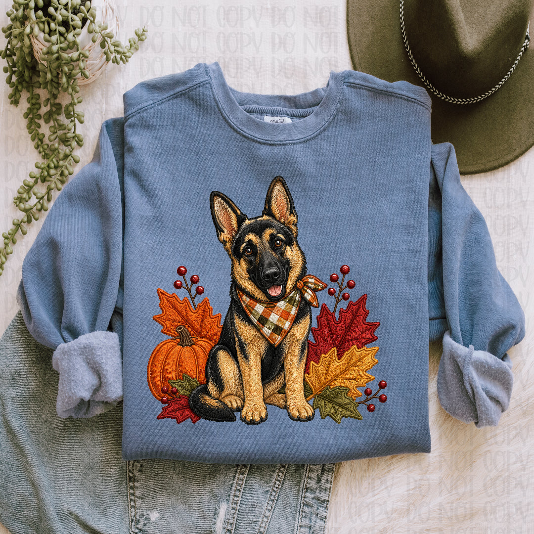 German shepherd fall leaves (JM) DTF Transfer