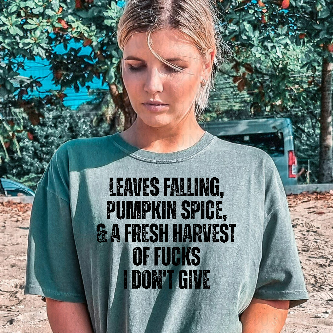 Leaves falling, pumpkin spice & fresh harvest BLACK (Texan) DTF Transfer
