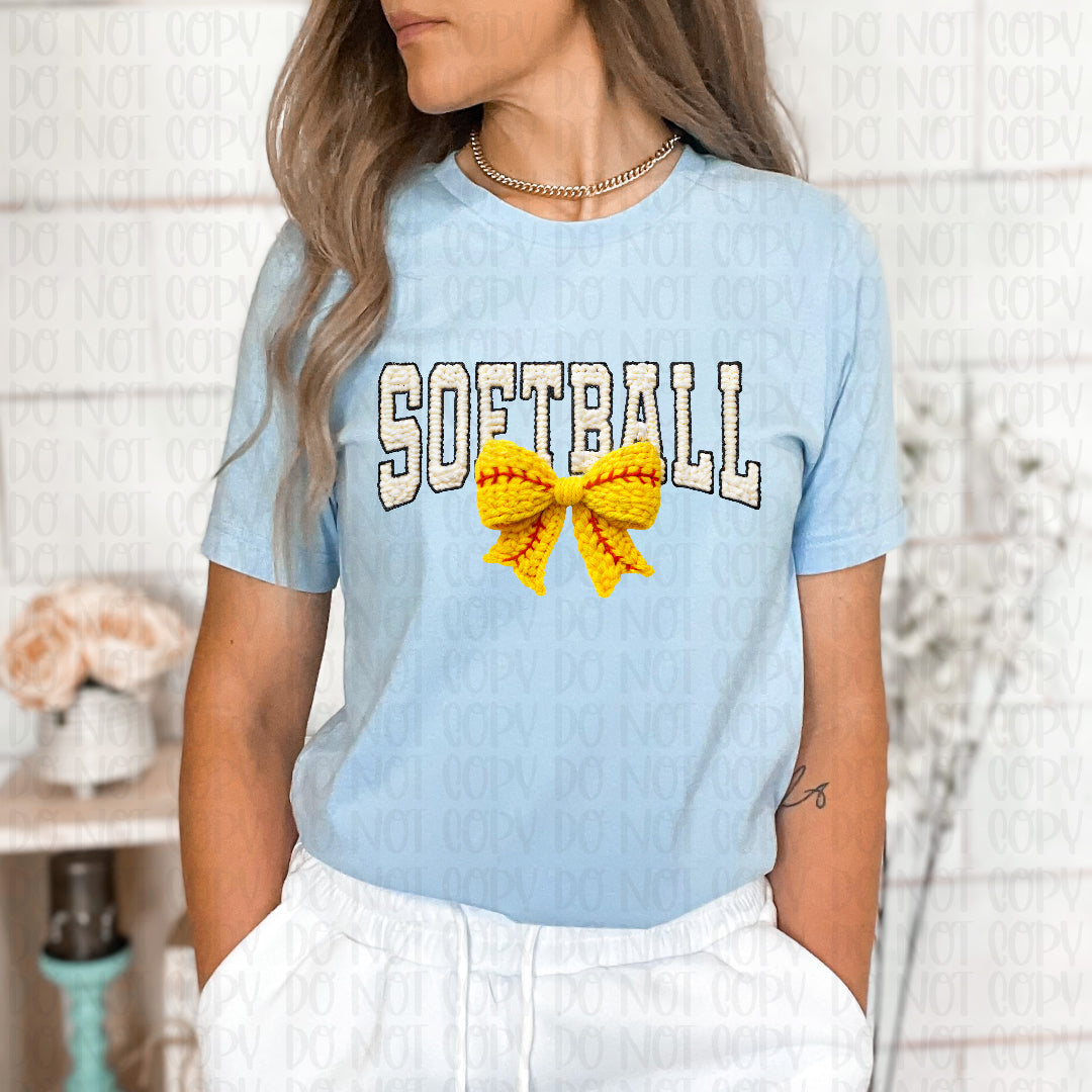 Softball faux with bow Sunday Special DTF transfer