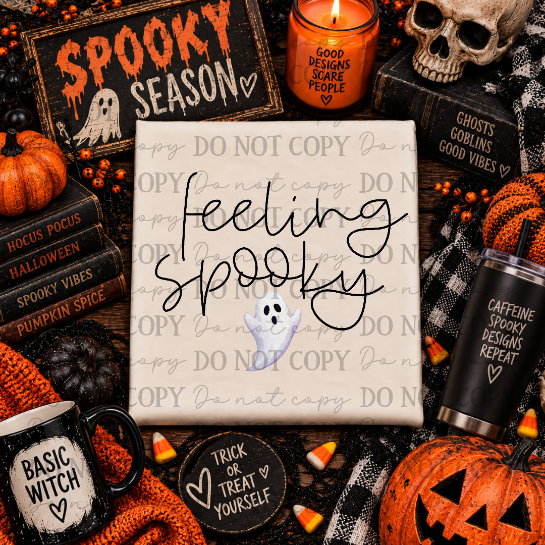 Feeling Spooky with Ghost (Cursive) (Wildflower Wrangler) DTF Transfer