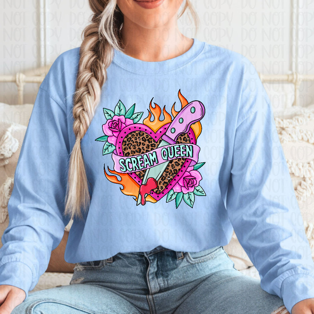 Scream queen leopard heart (Carter) DTF transfer