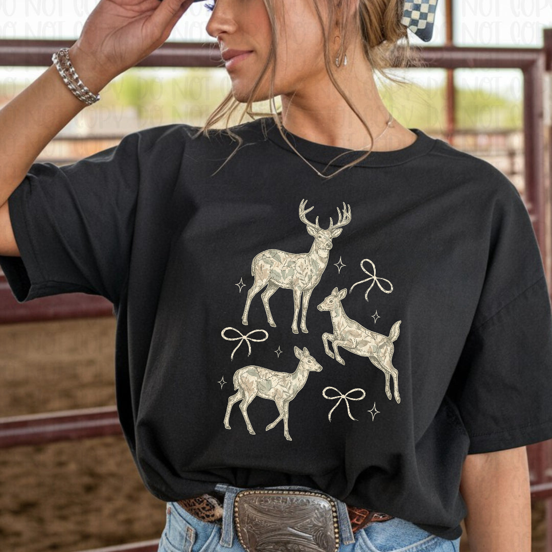Camo deer trio with bows (CC) DTF Transfer