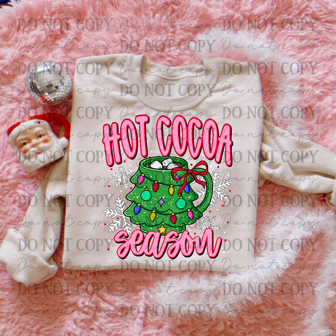 Hot coco season-Tree mug with lights (Carter) DTF Transfer