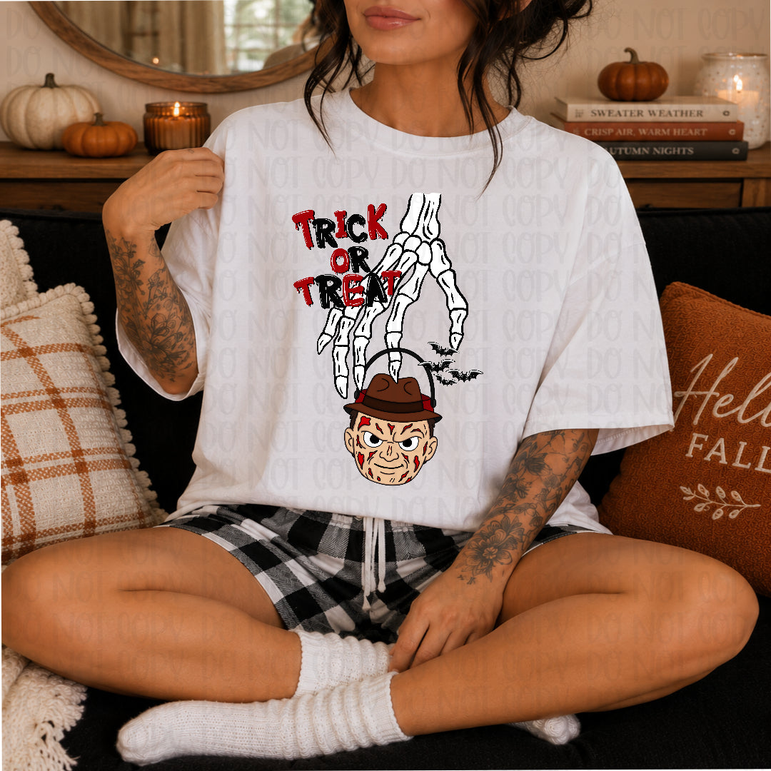Trick or treat Fred Halloween bucket (Texan) DTF transfer