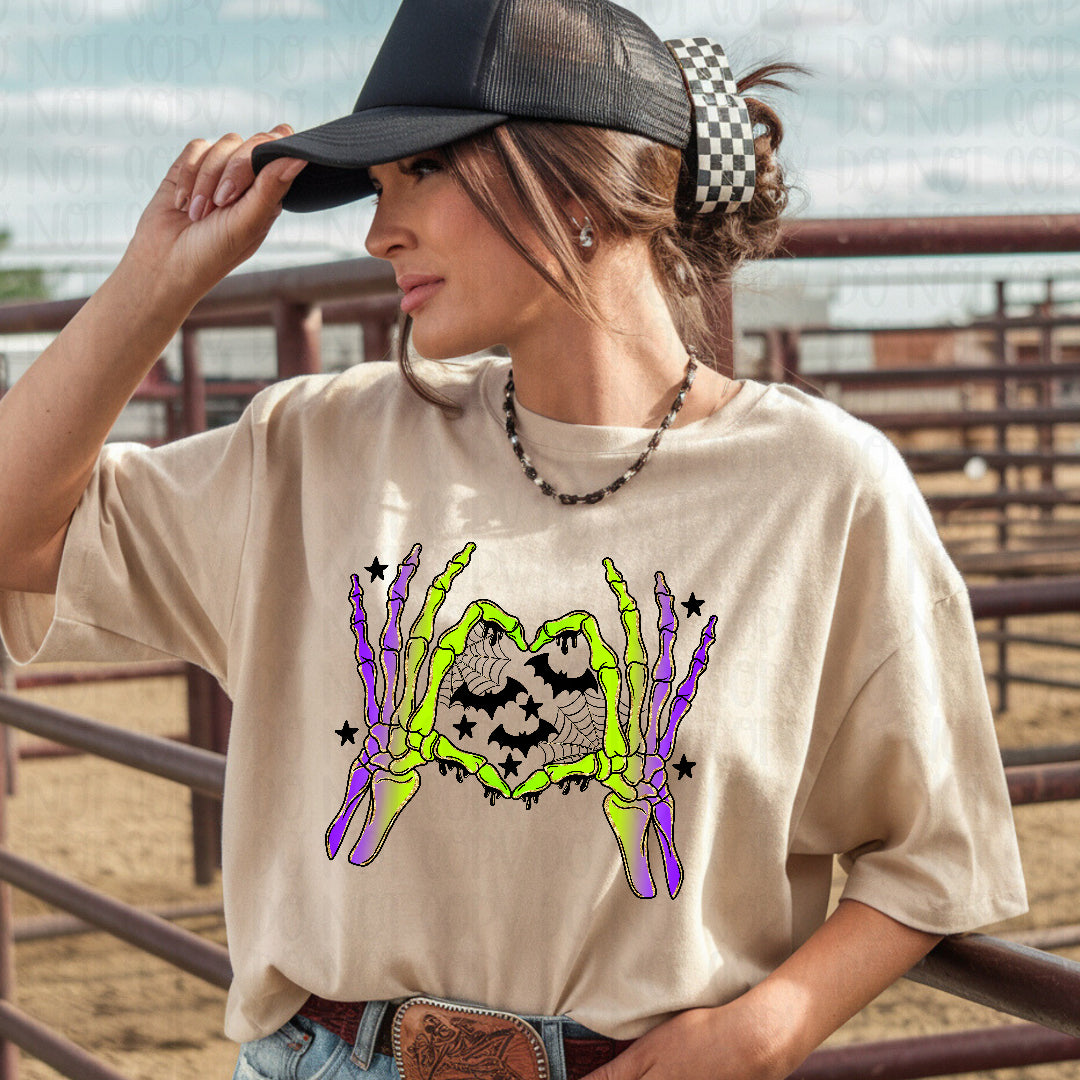Skellie heart hands and bats (Lyttle) DTF Transfer
