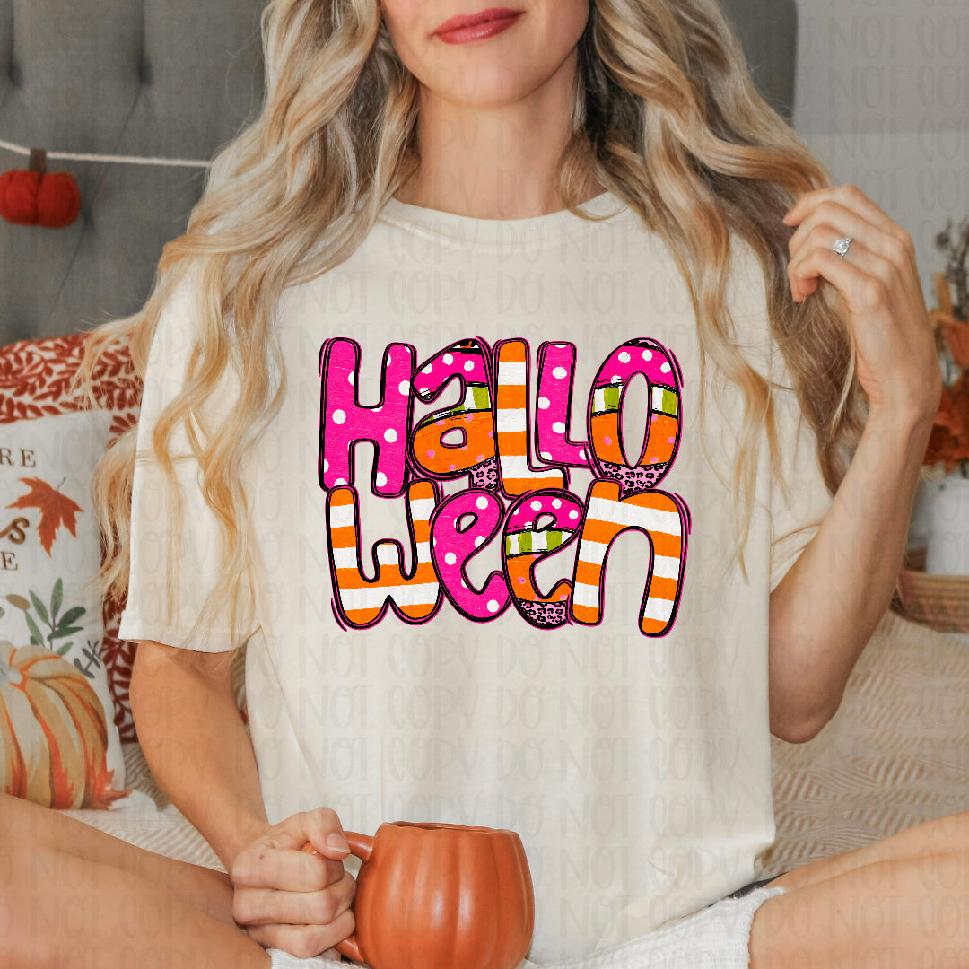 Halloween pink and orange (Renewed) DTF Transfer