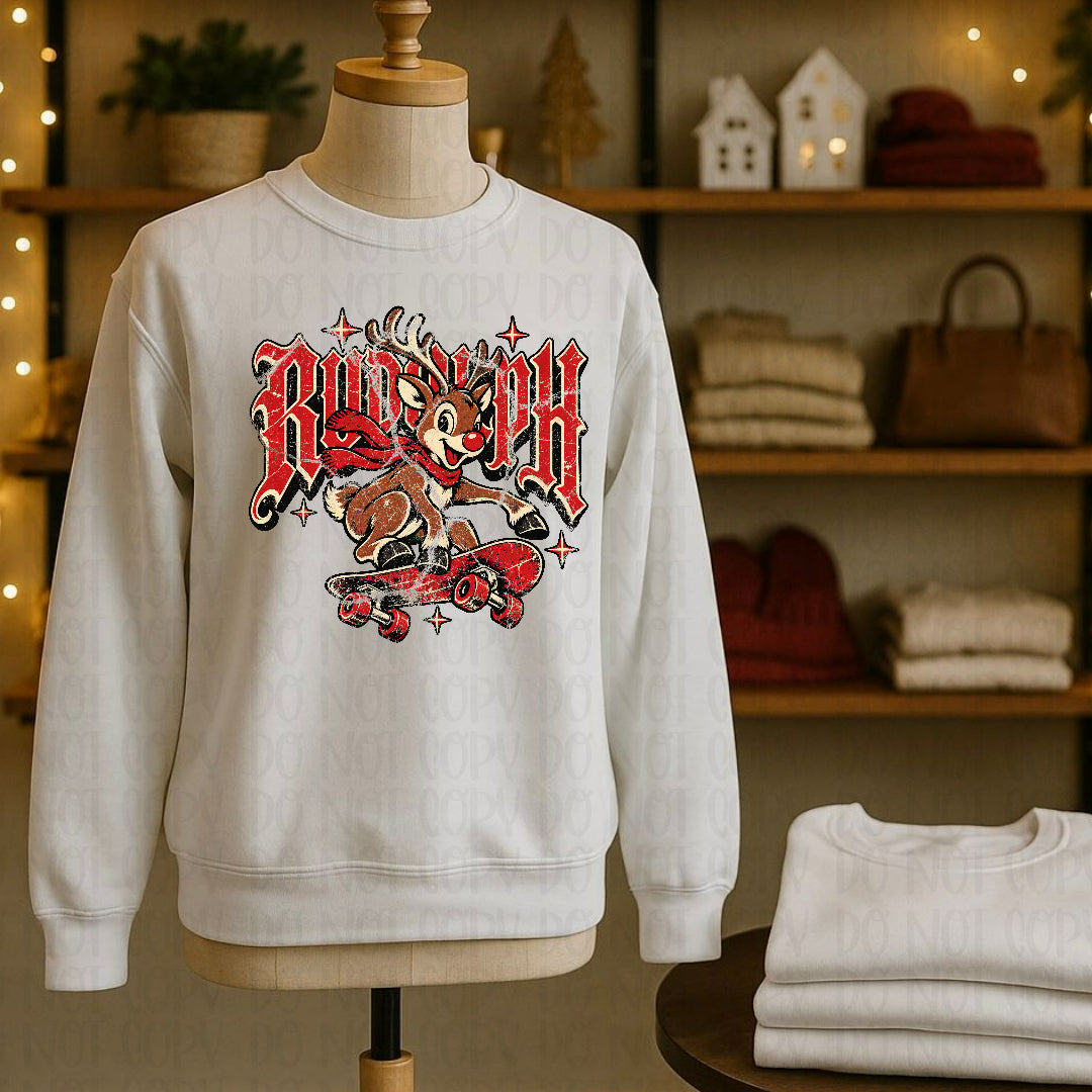 Distressed skater reindeer (Mayhem) DTF transfer