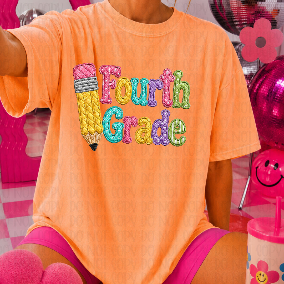 Fourth grade faux quilted (JM) DTF transfer
