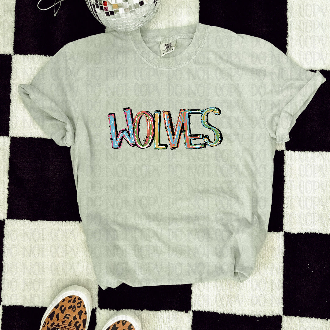 Wolves Single Line Pixie Words (S&G) DTF transfer