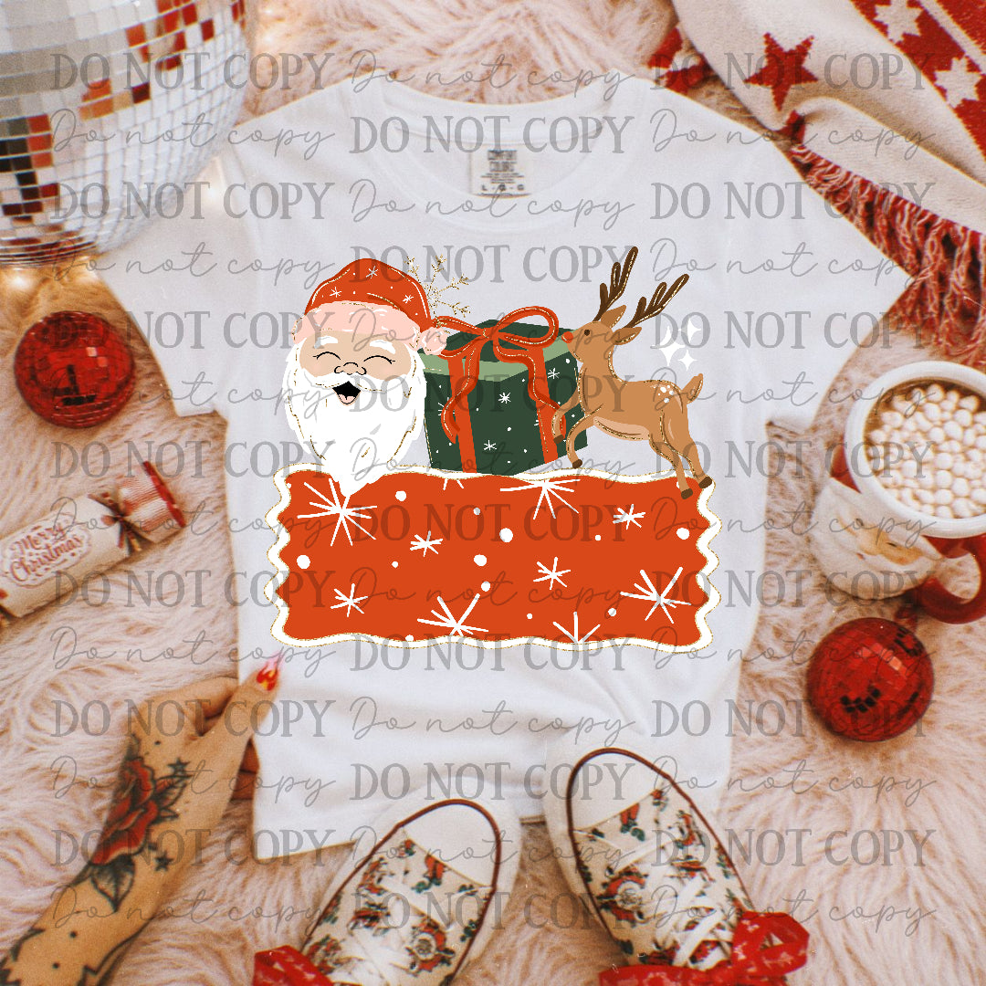 Light Tone Santa Presant Reindeer RED (Caplinger)DTF Transfer