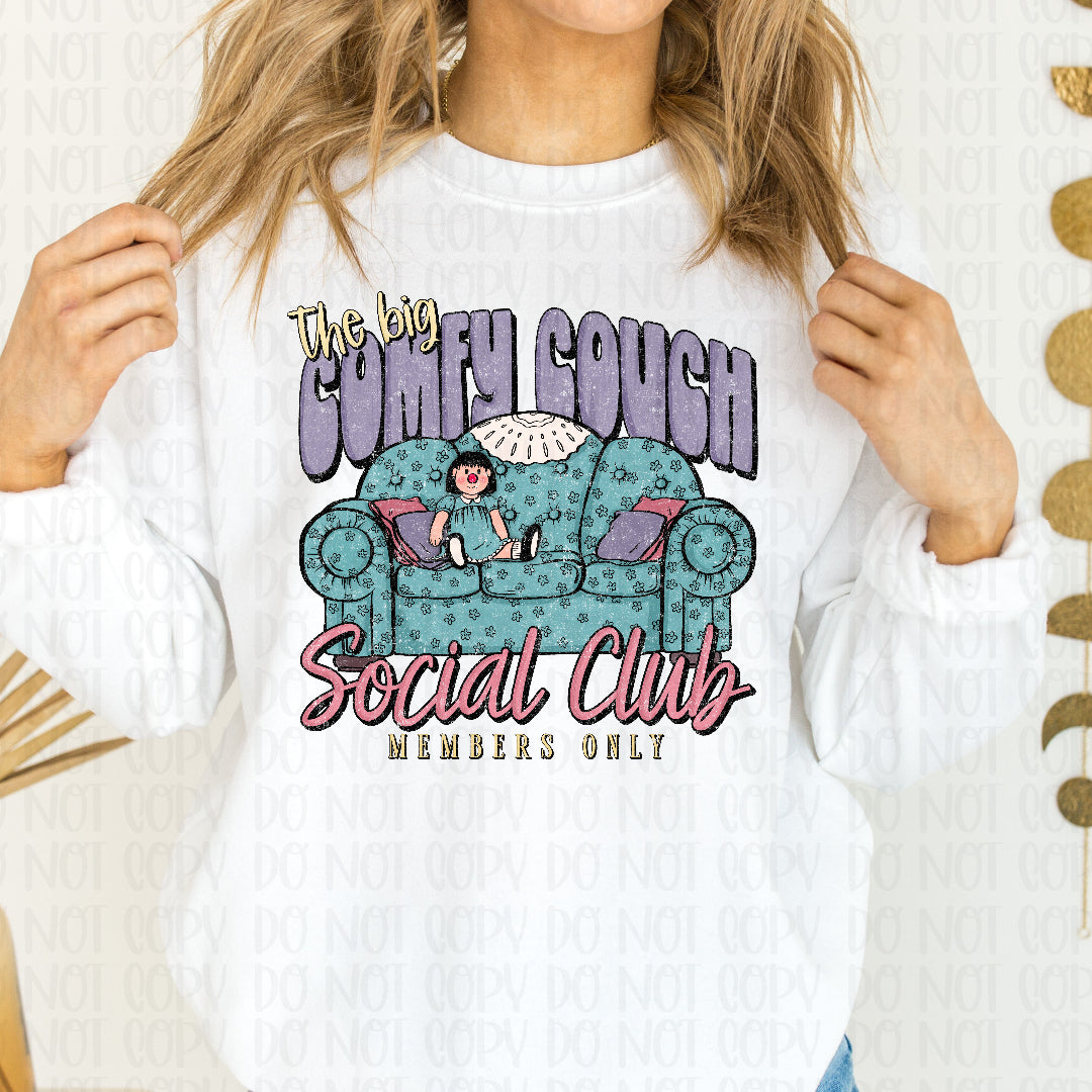 The comfy couch social club (Scarlow) DTF Transfer
