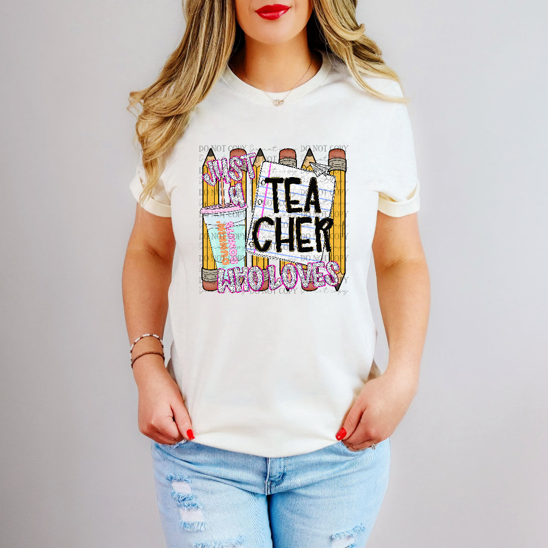 just a teacher doughnuts pink letters and 6 pencils (dkd) DTF transfer