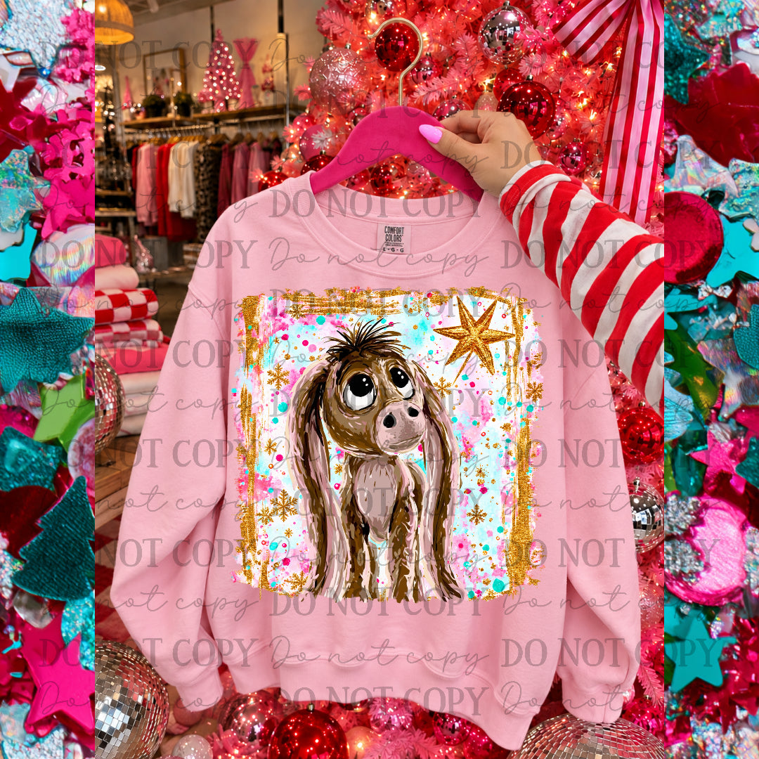Donkey-Pastel Colors-Gold Frame and Star (SSD)Sunday Special DTF transfer