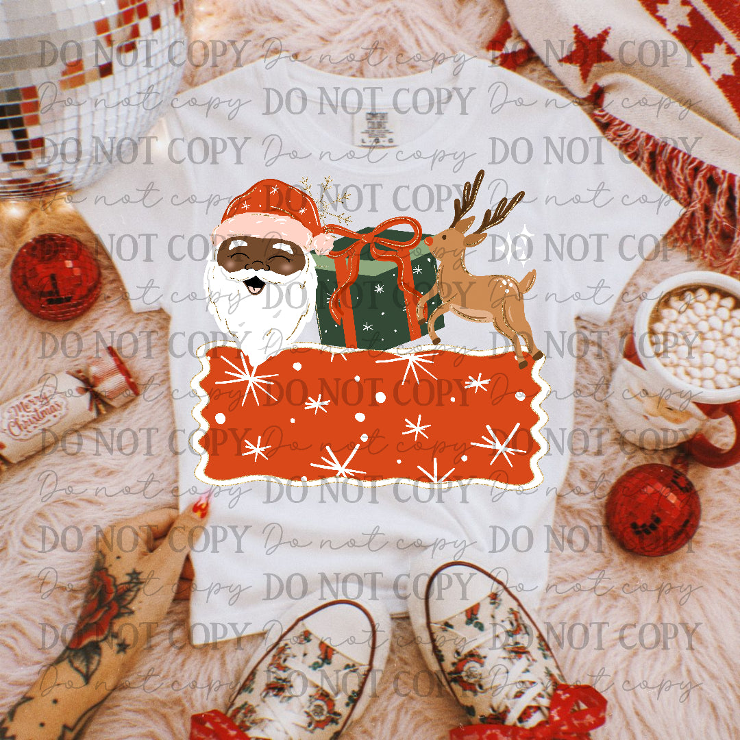 Dark Tone Santa Presant Reindeer RED (Caplinger)DTF Transfer