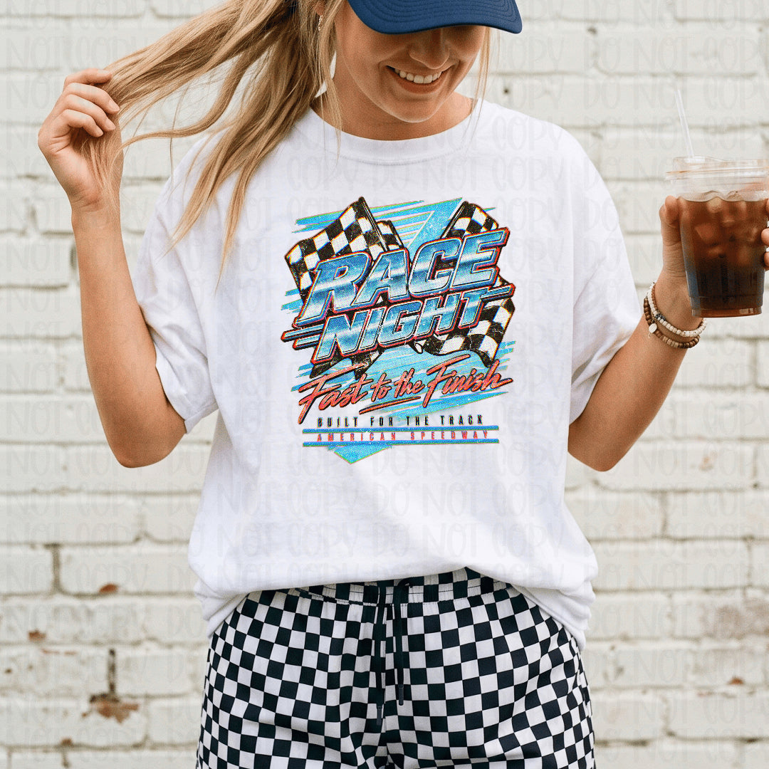 Race night fast to the finish grungy (Scarlow) DTF Transfer