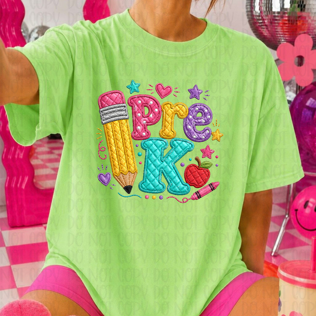 Pre-K grade faux quilted (JM) DTF transfer