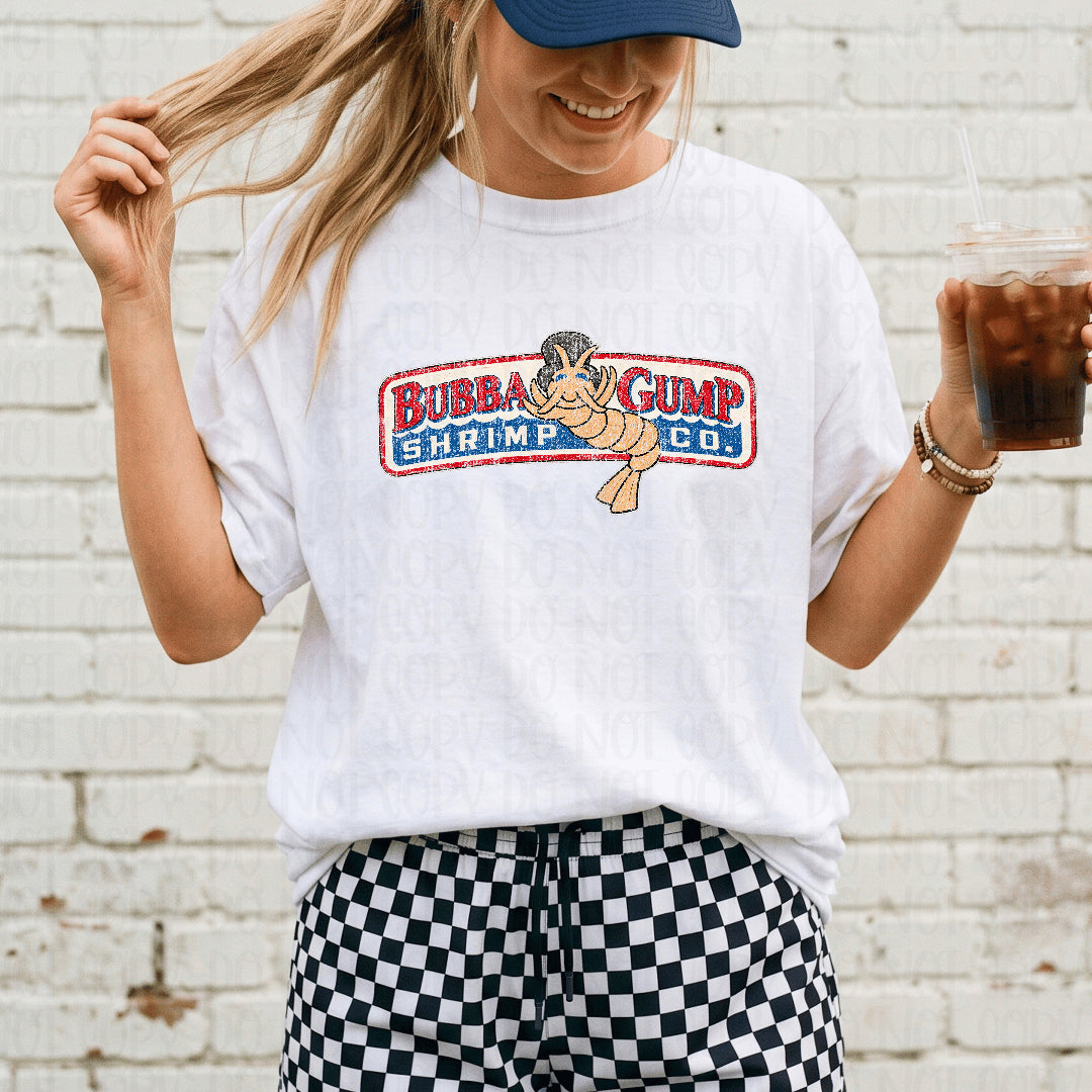 Gump shrimp company distressed (Scarlow) DTF Transfer