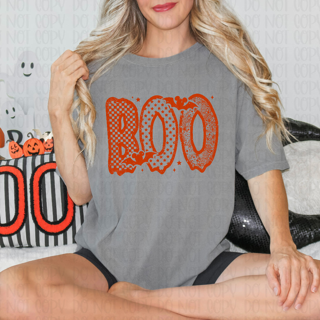 Boo ORANGE lace and bats (Mymark) DTF Transfer