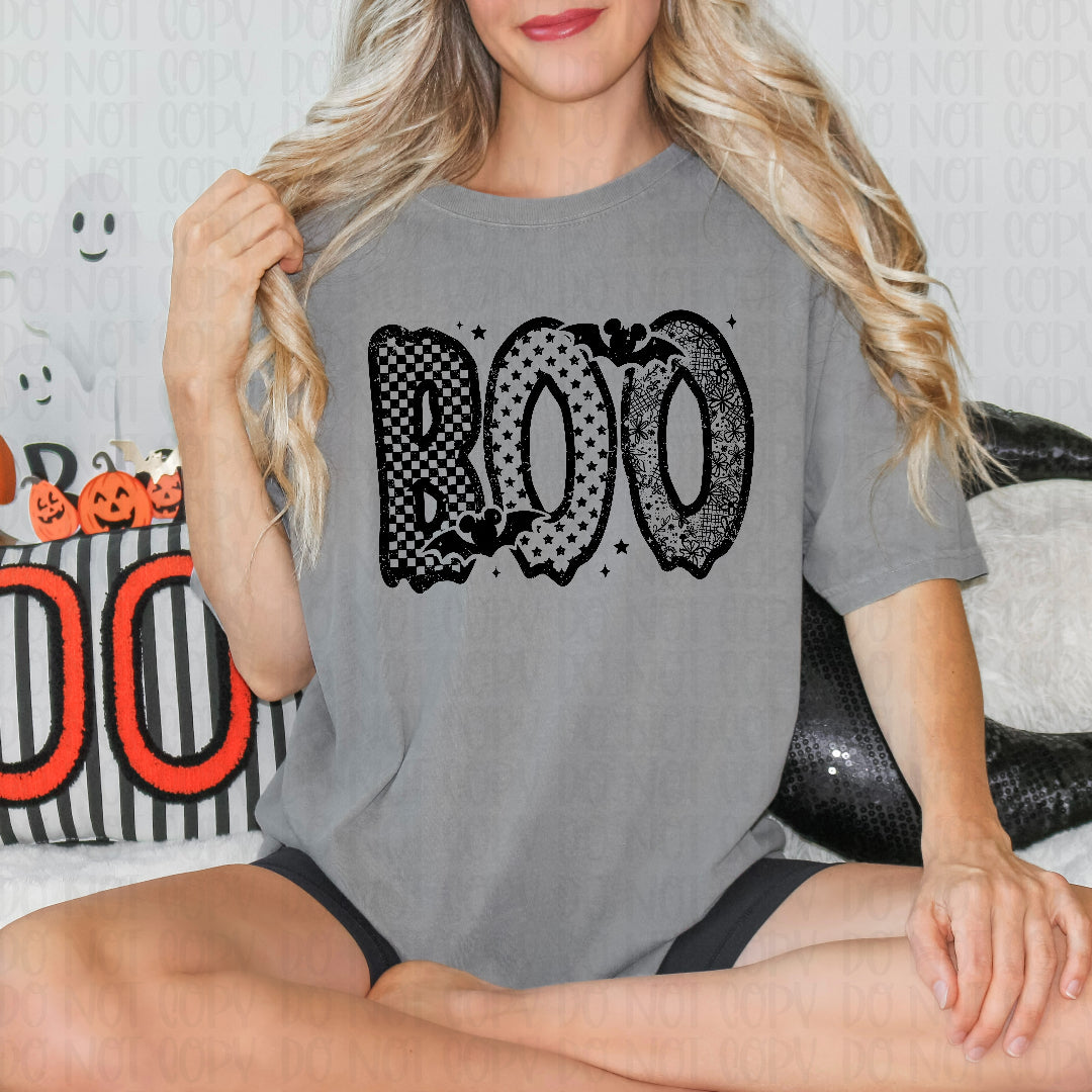 Boo BLACK lace and bats (Mymark) DTF Transfer