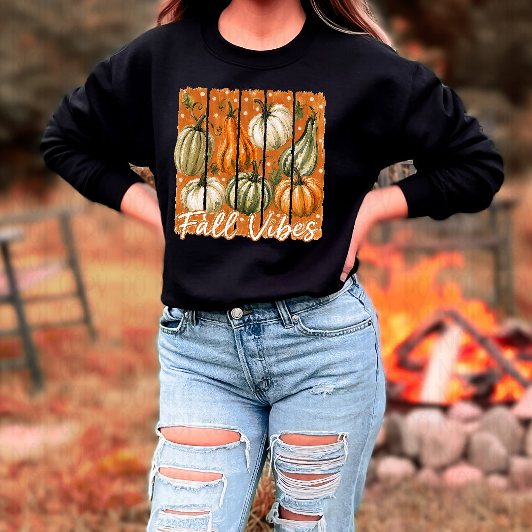 Fall vibes pumpkins and gourds brushstrokes DTF Transfer