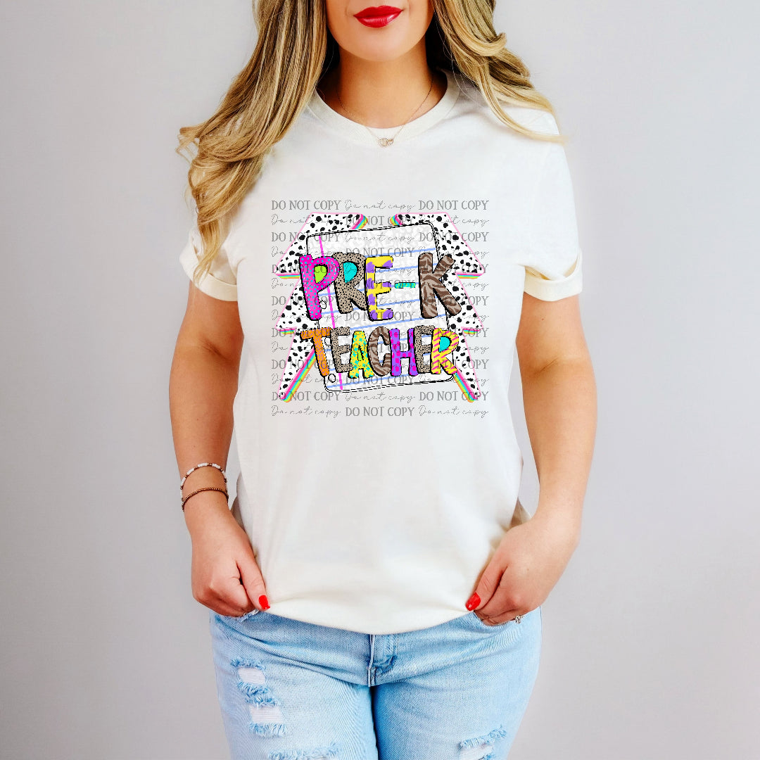 pre k teacher colorful on paper (dkd) DTF transfer