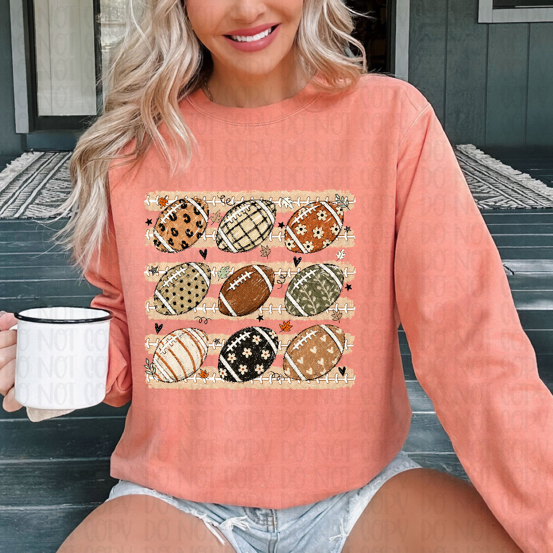 Football grid with stripe background DTF transfer