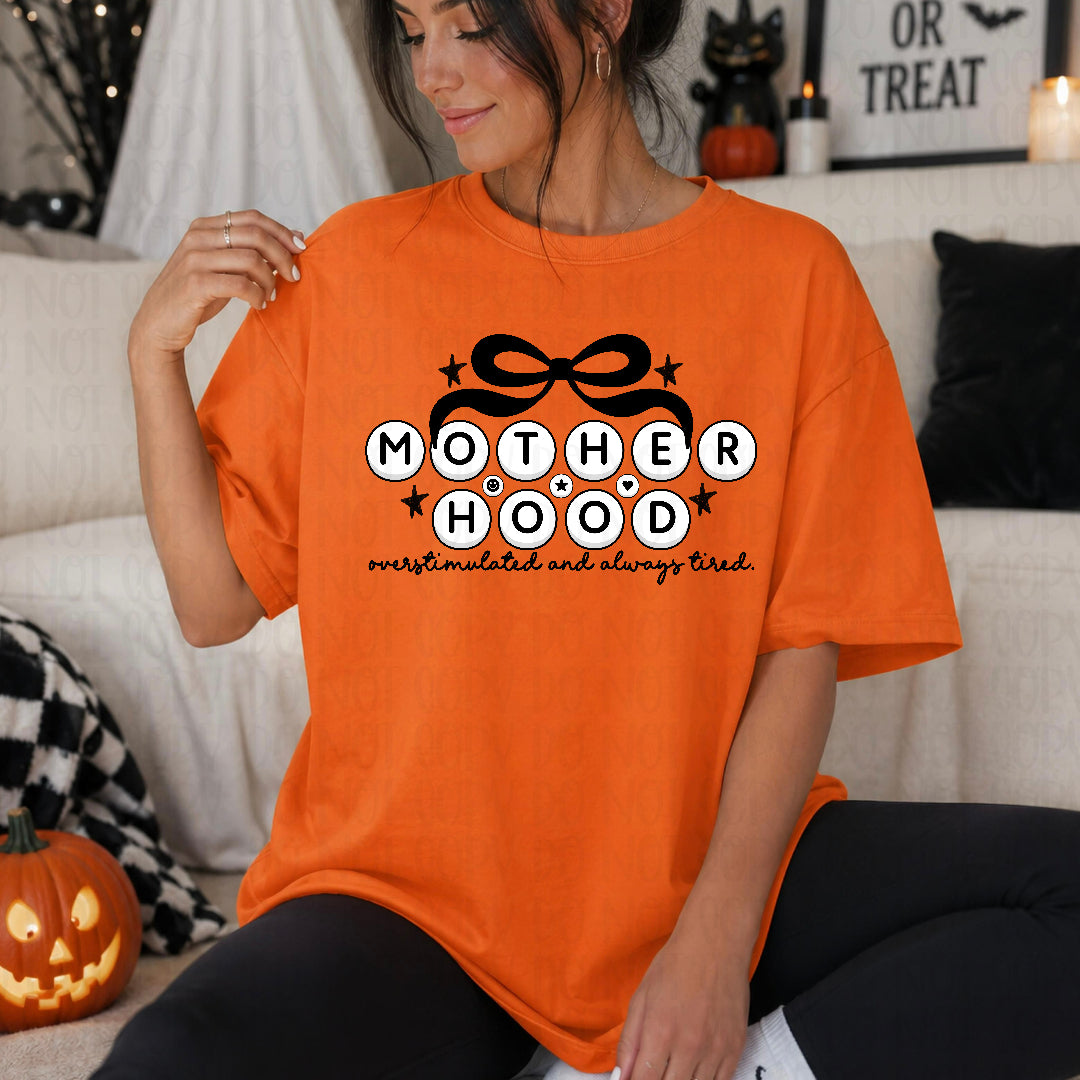Motherhood overstimulated beads black bow (Lyttle) DTF Transfer