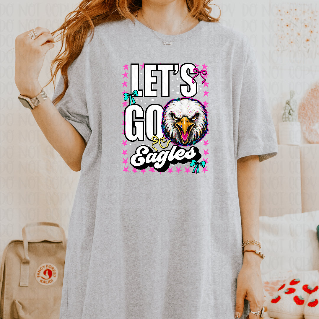Let's go eagles pink star frame with bows (Crafti) DTF
