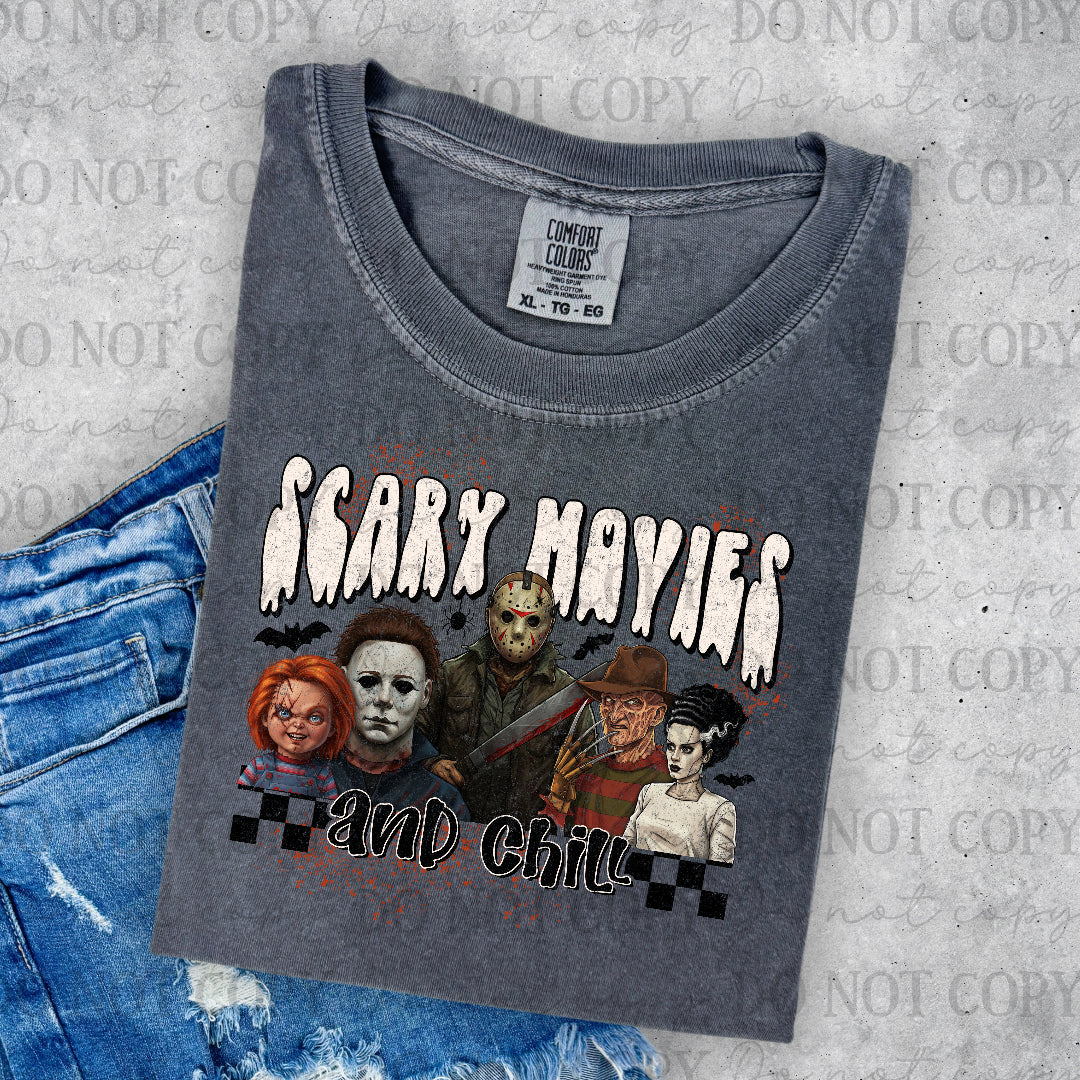 Scary movies and chill black checkered (Scarlow) DTF Transfer