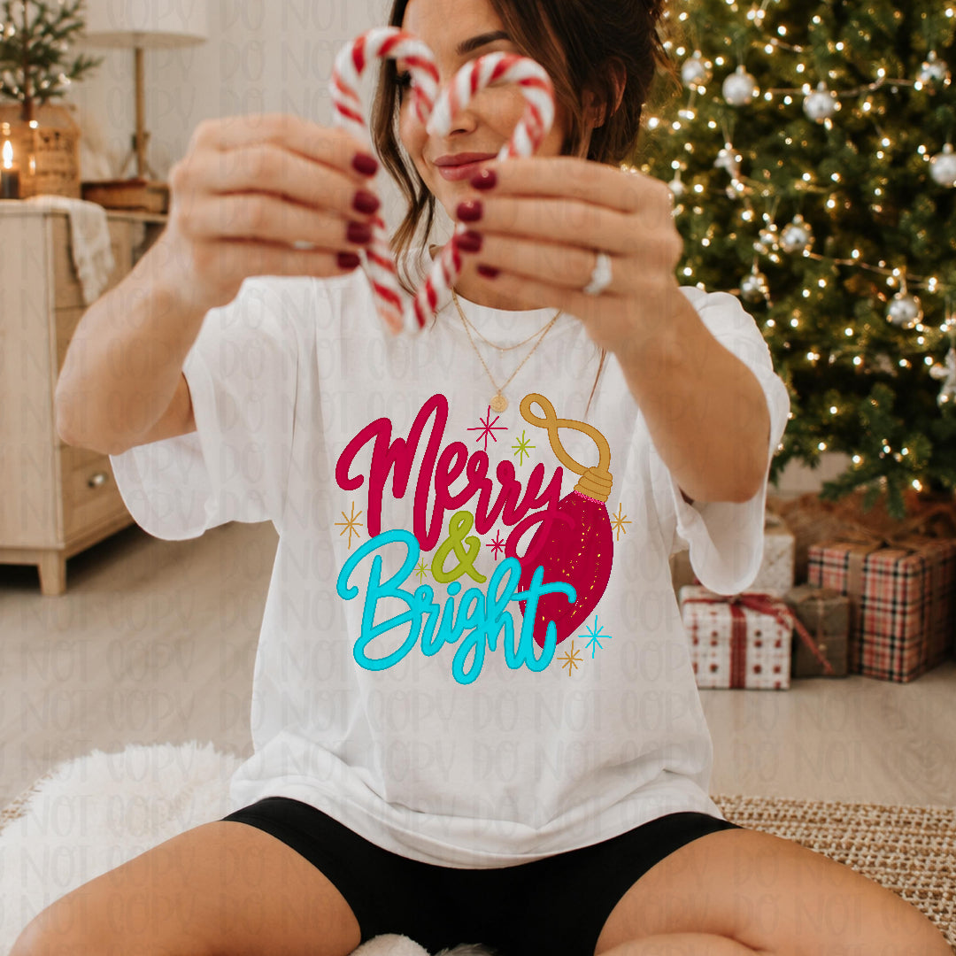 Merry & bright red green and blue (Irene) DTF transfer