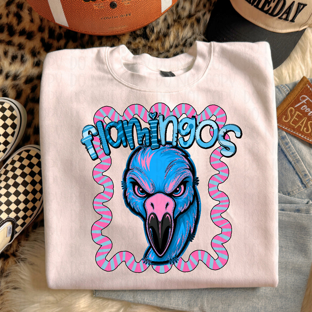 Flamingos whimsy frame (Kayndi) DTF transfer