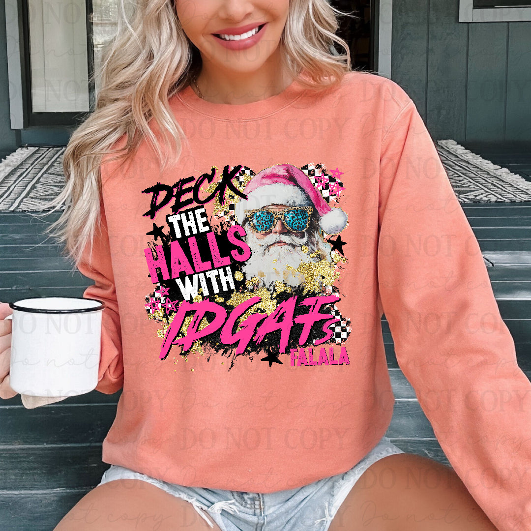 Deck the halls with IDGAF (Texan) DTF Transfer