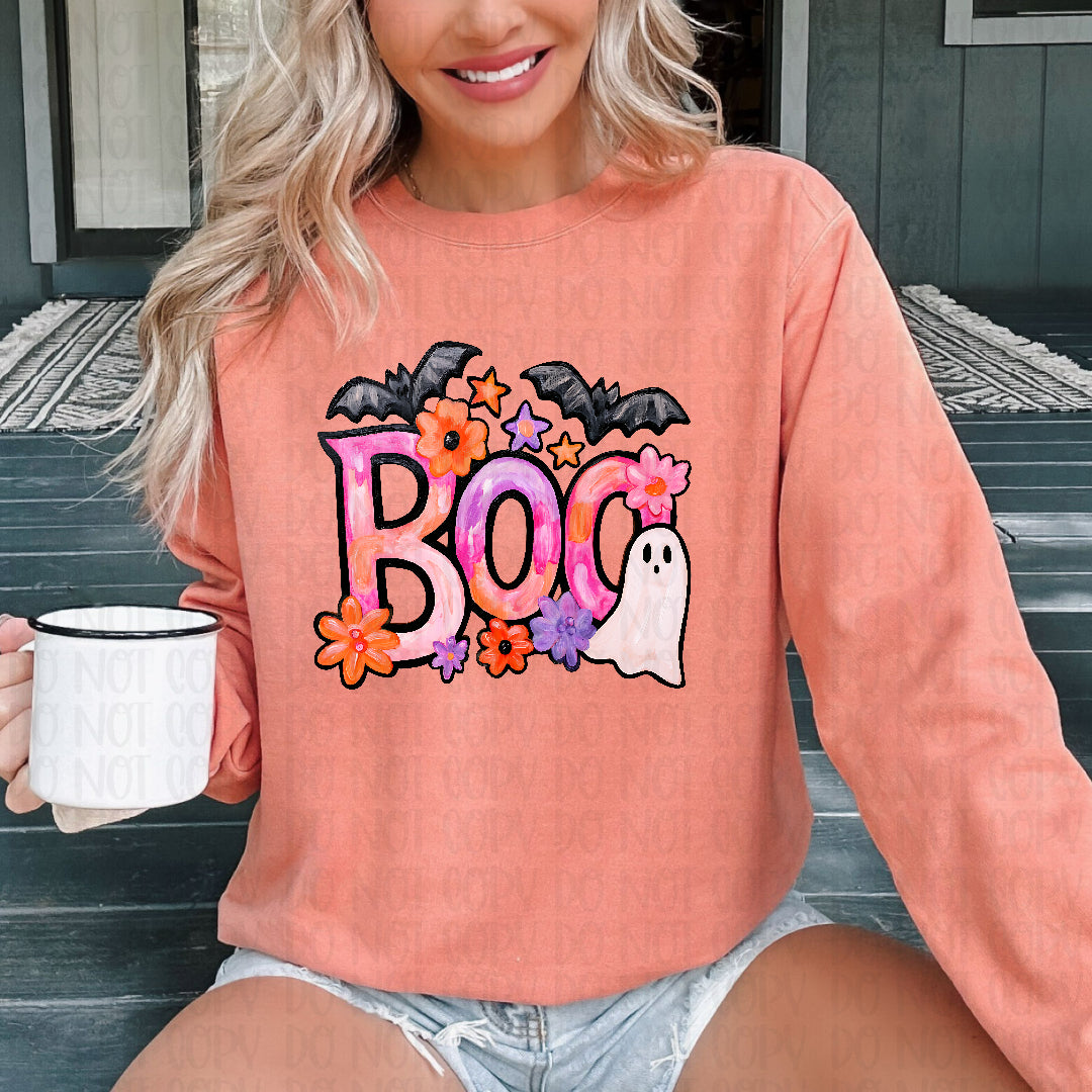 Boo watercolor DTF transfer