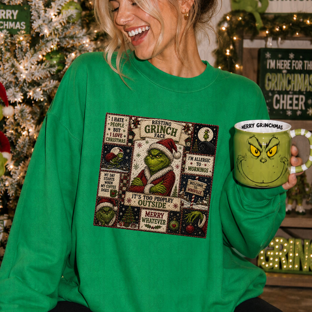 I hate people but I love Christmas faux quilt (JM) DTF transfer