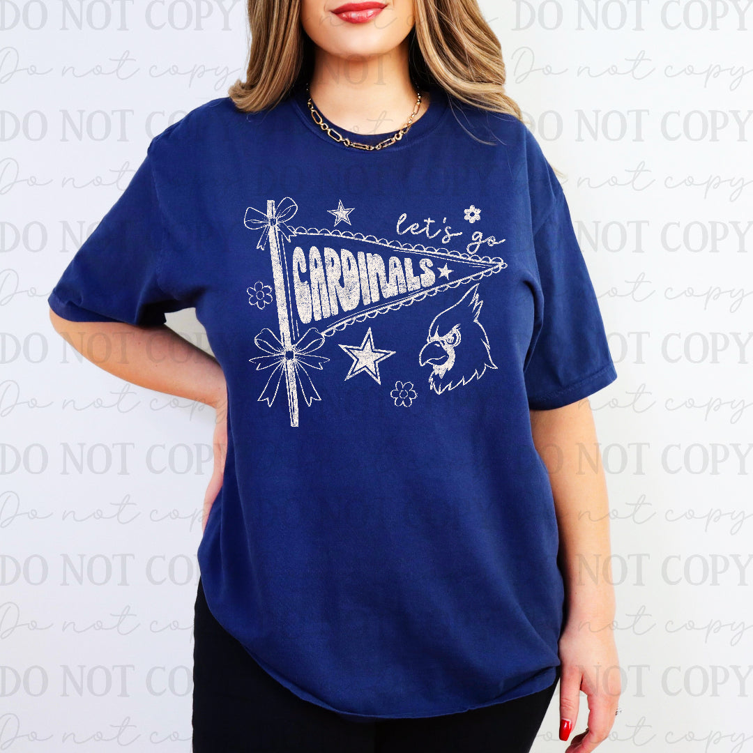 Let's go cardinals scalloped edge flag WHITE (Scarlow) DTF Transfer