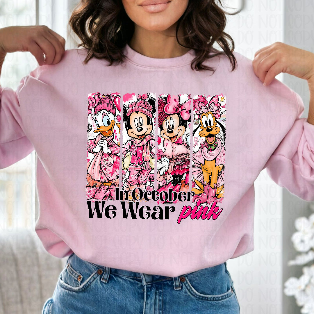 In October we wear pink mouse brushstroke DTF Transfer