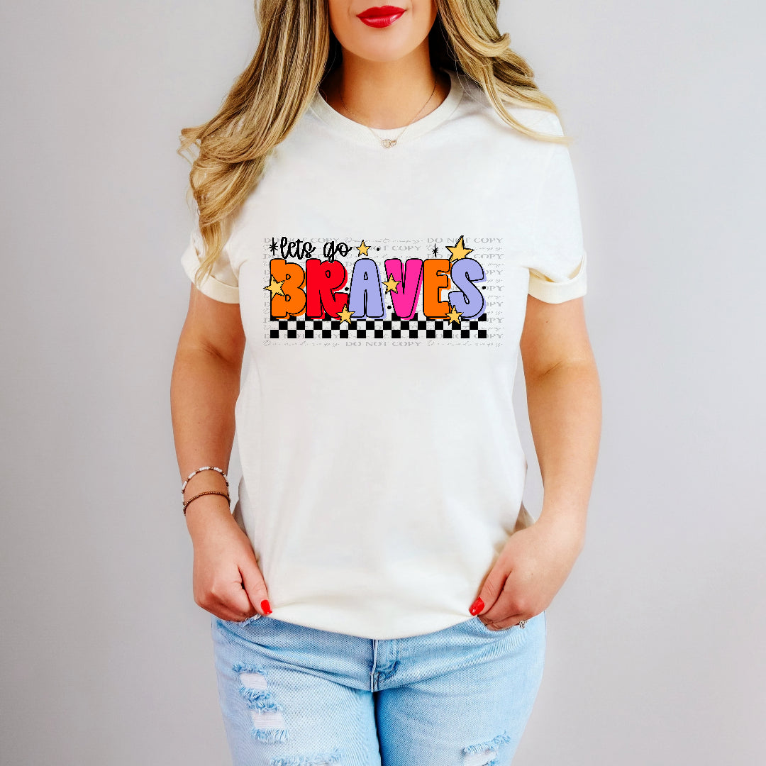 Let's go Braves colorful scarlow DTF transfer