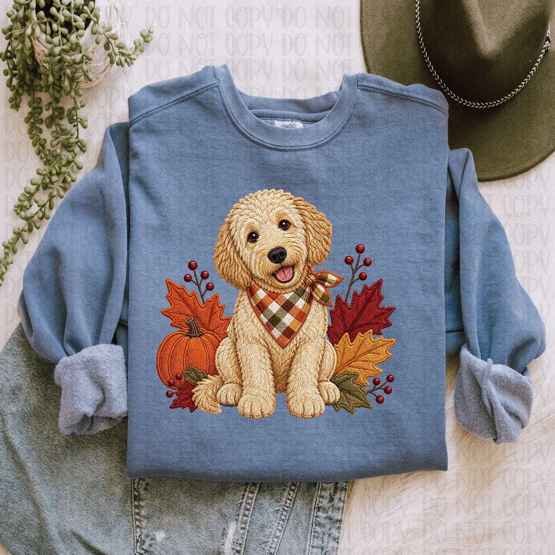 Goldendoodle fall leaves (JM) DTF Transfer