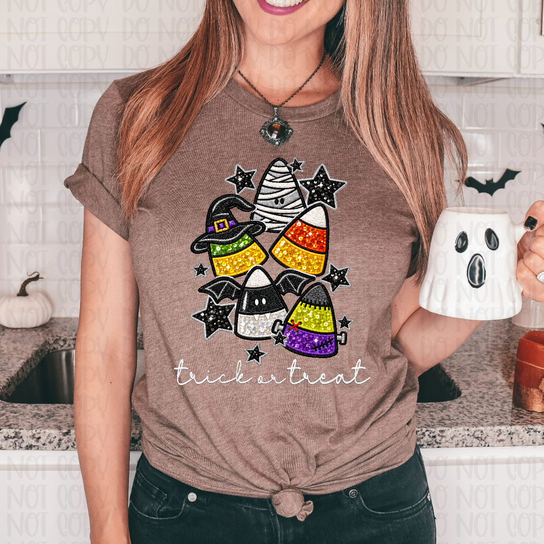 Trick or treat candy corn faux sequins (Crafti) DTF Transfer