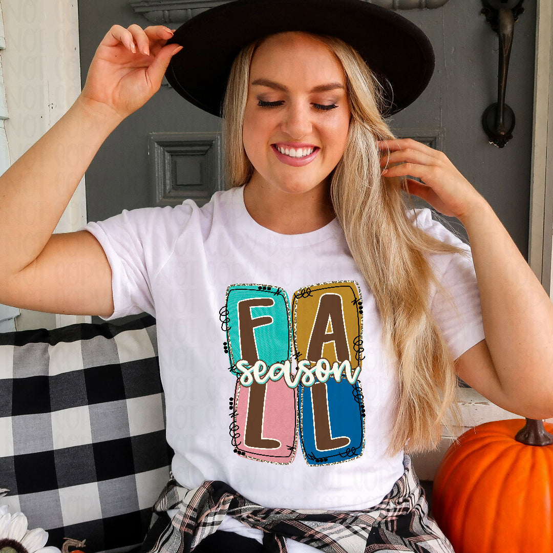 Fall season blocks leopard outline (Texas Gal) DTF transfer