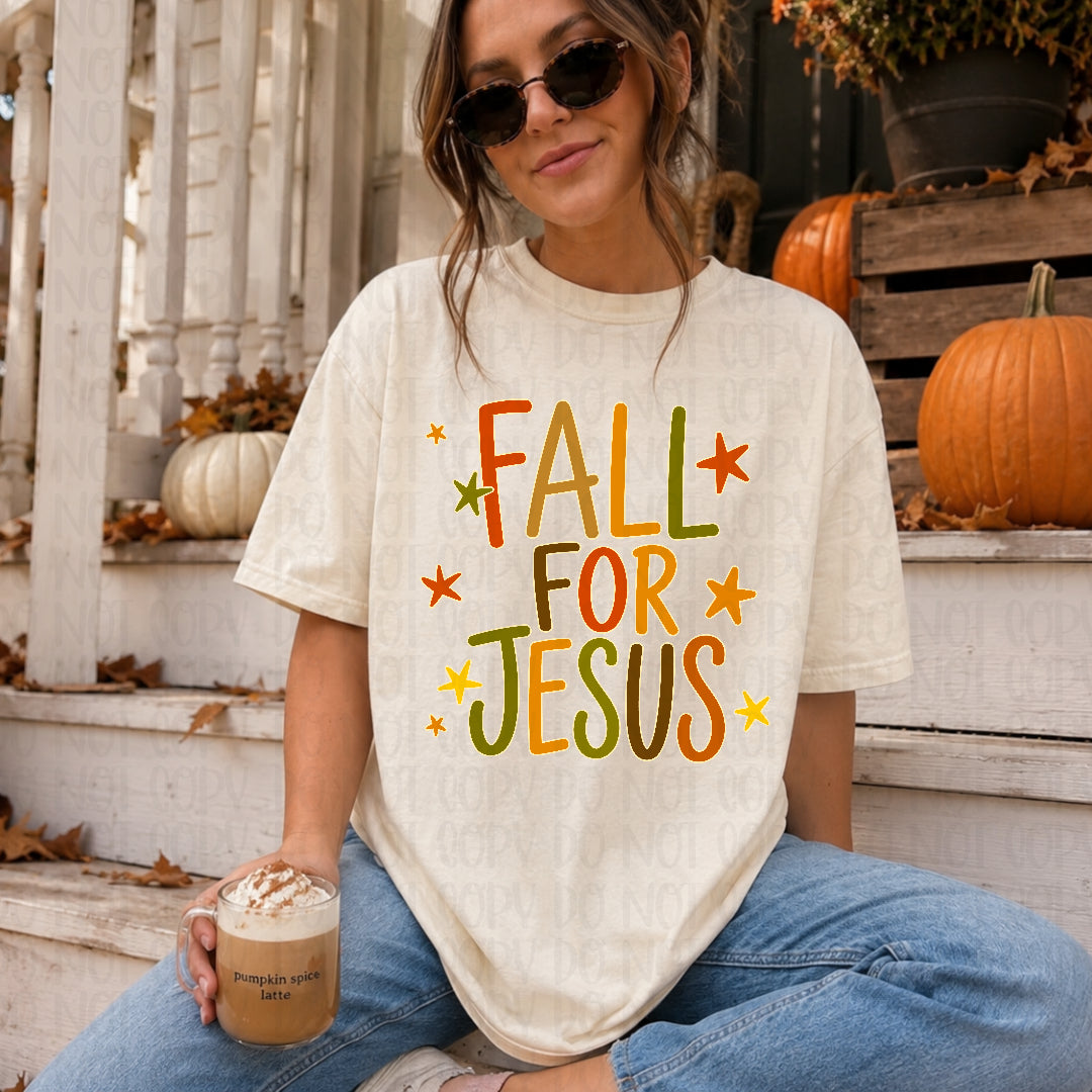 Fall for Jesus with leaves DTF transfer