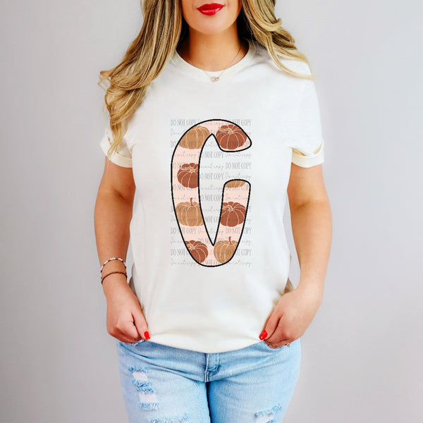 c pumpkin print font letter (dd) DTF transfer