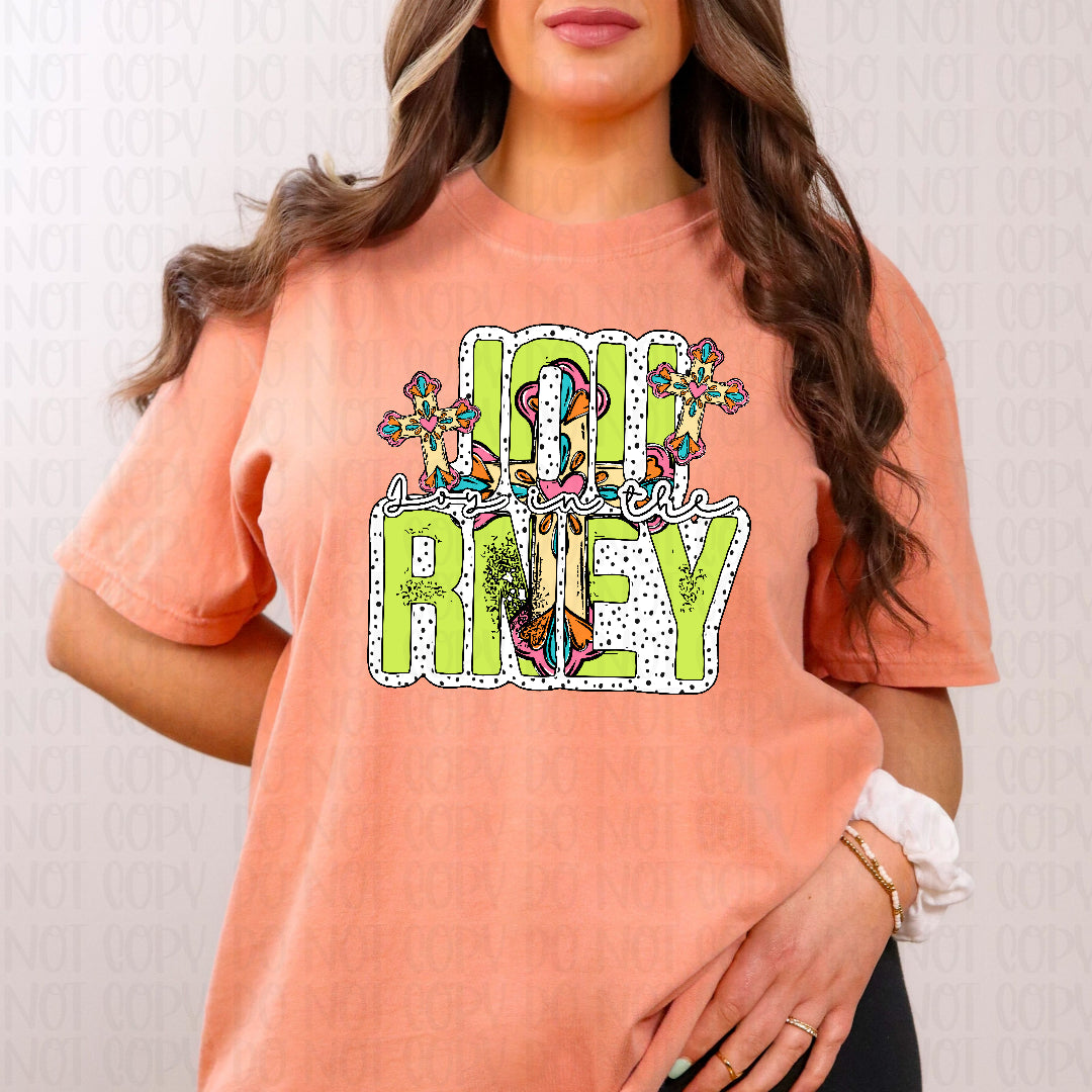 Joy in the journey black and white polkadot background (CST) DTF Transfer