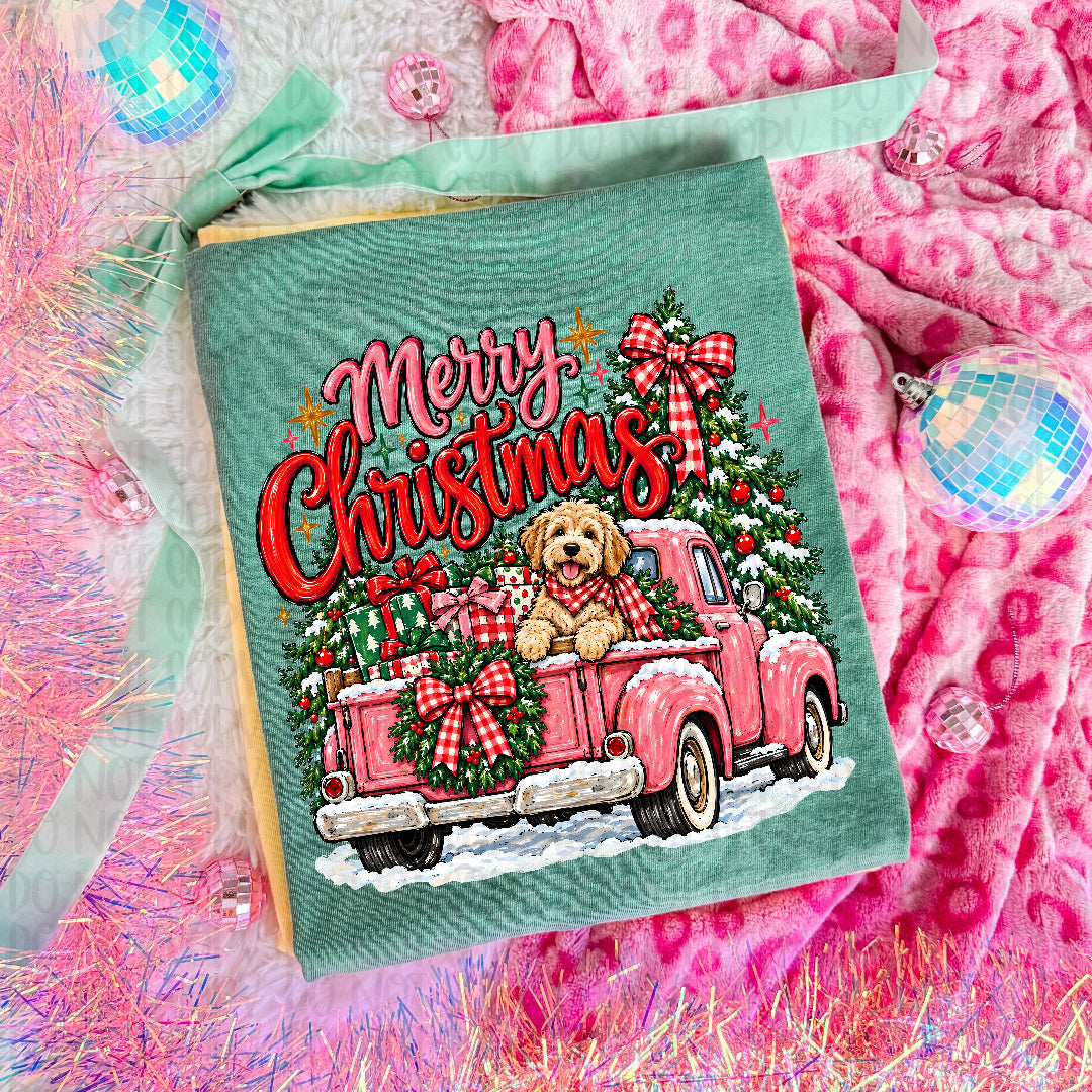 Merry Christmas pink truck (PH) DTF Transfer