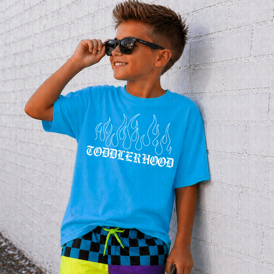 Toddlerhood linework flame WHITE (Mayhem) DTF transfer
