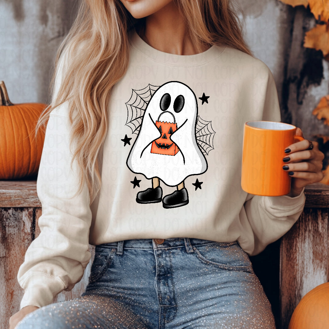 Ghostie holding trick or treat bag (Lyttle) DTF Transfer